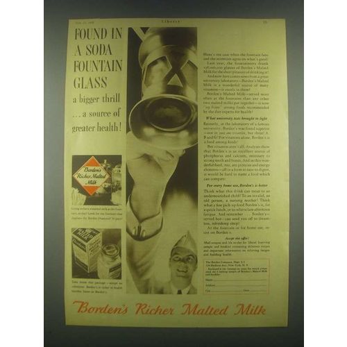 1931 Borden's Richer Malted Milk Ad - Soda Fountain
