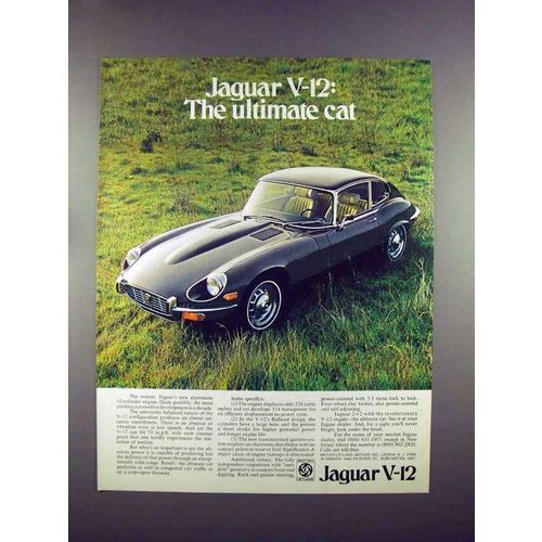 1972 Jaguar 2+2 Car Ad - V-12: The Ultimate Cat!