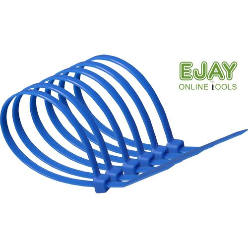 300mm x 4.8mm Blue Heavy Duty Nylon Coloured Cable Ties - Pack of 100)