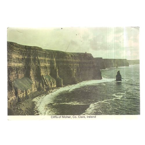 CLIFFS OF MOHER, Co CLARE, IRELAND used postcard 1980 postmark =