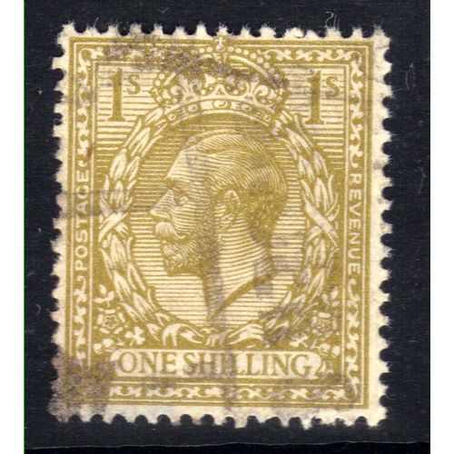 GB 1912 -24 KGV 1/-d Bistre Brown SG 396 Wmk 100 ( G1372 )