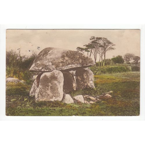 Cromlech Burial Stone Chamber Llanystumdwy Postcard 1926 Criccieth