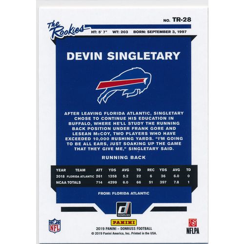 2019 Donruss Football The Rookies 28 Devin Singletary Buffalo Bills