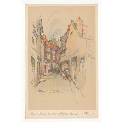 Captain Cook's House Grape Lane Whitby Marjorie C Bates Art Postcard