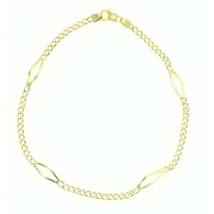 New Italian Solid 14K Yellow Gold Curb Link Ankle bracelet Anklet Foot Jewelry