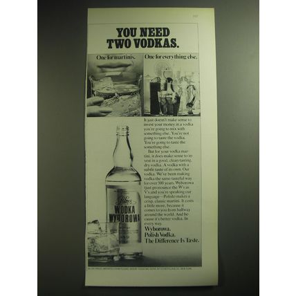 1974 Wodka Wyborowa Vodka Ad - You need two vodkas on eBid Italy ...