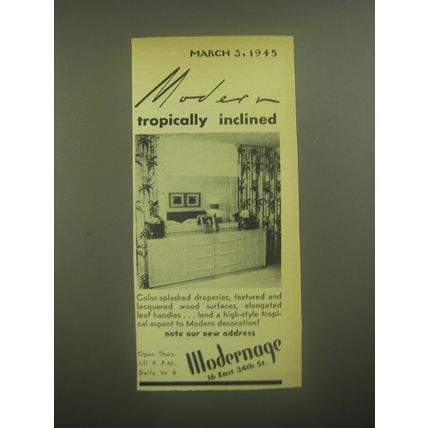 1945 Modernage Furniture Ad - Modern Tropically inclined