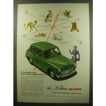 1949 Hillman Minx Car Ad - It's fun to drive a safe, smart car