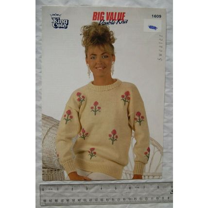 Vintage: King Cole 1609 lady's sweater with flower motif, DK