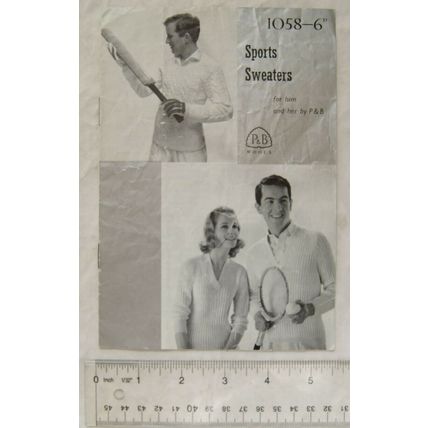 Vintage: P&B 1058 sports sweaters for him and her, DK