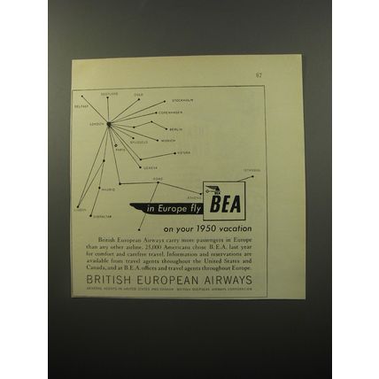1950 BEA British European Airways Ad