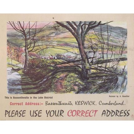 Bessenthwaite Keswick Use Your Correct Address Royal Mail Poster Art Postcard