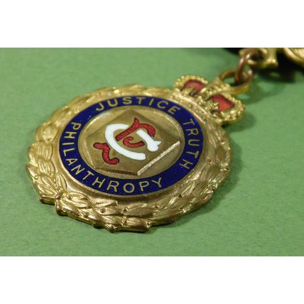 Vintage RAOB Buffaloes Gilt Metal Enamel Primo Jewel Medal 1949 Green Lodge 7368