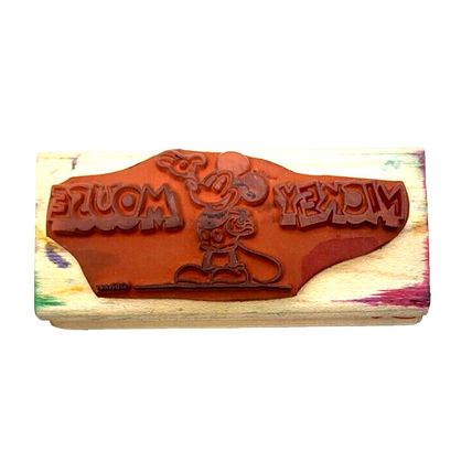 MICKEY MOUSE DISNEY Cartoon Character RUBBER STAMPEDE 376-E Wood Mount Stamp (J4