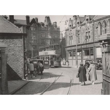 Glasgow Corporation Bus at Clydesdale Bank in 1950s Postcard