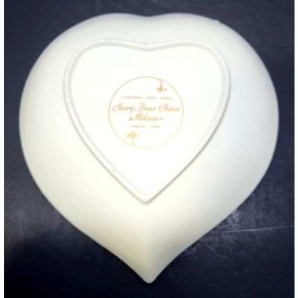 Heart Shaped Nut & Candy Dish Mikasa Ivory Bone China Christmas Spirit Japan