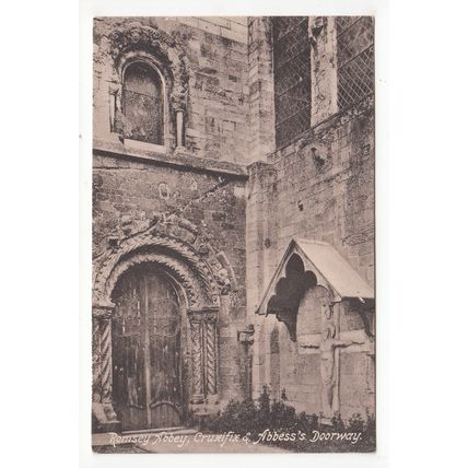 Crucifix & Abess's Doorway Romsey Abbey Postcard Hampshire