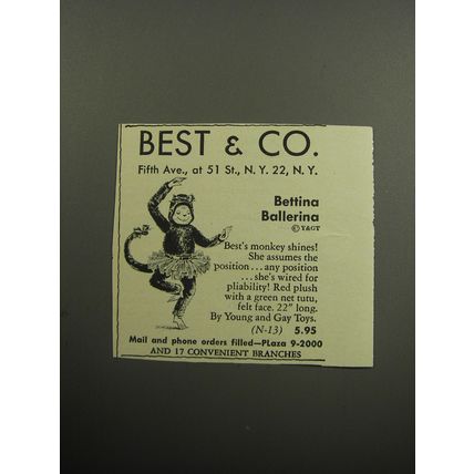 1957 Best & Co. Bettina Ballerina Toy Advertisement