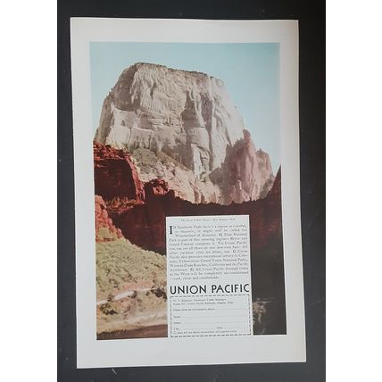 Original Union Pacific Railroad Train Print Ad Mid-Century 1940s CA Vintage #4