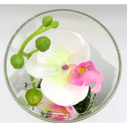 Special Grandma LED Tube Light with Faux Pink Flowers Glass LED 20 CM Gift Home
