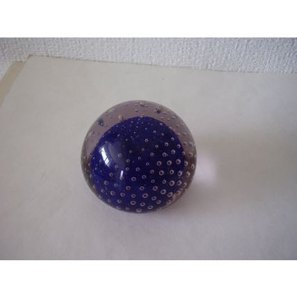 Vintage Neodymium Alexandite Controlled Bubble Paperweight Blue Lilac Glass
