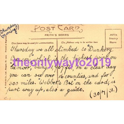 Webbers Post, Exmoor, Somerset, Frith Postcard 1931