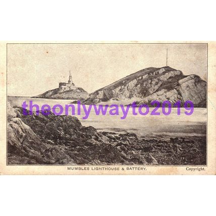 Mumbles Lighthouse & Battery, Wales, German Printed Postcard 1900/10s