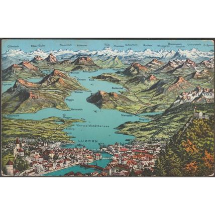 Karte, Vierwaldstättersee und Luzern, 1934 - Photoglob-Wehrli-Vouga AK