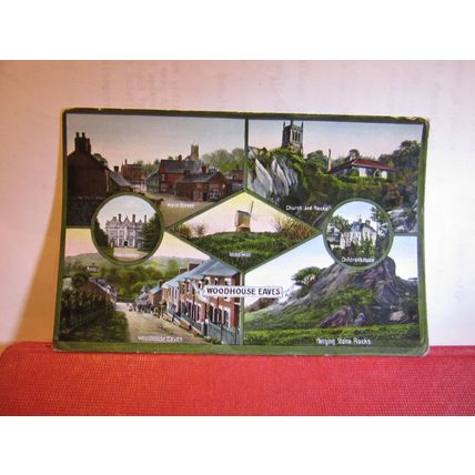 multiview, WOODHOUSE EAVES LOUGHBOROUGH LEICESTERSHIRE unused antique postcard =