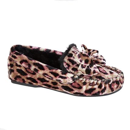Ladies Slippers Pink & Black Animal Print Gift Footwear UK Sizes 5