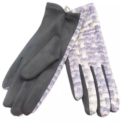Ladies Gloves Shades of Grey Detail with Black Back 23 CM Clothing Accessory