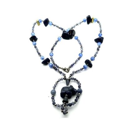 Iolite Sodalite Beaded Gemstone Necklace