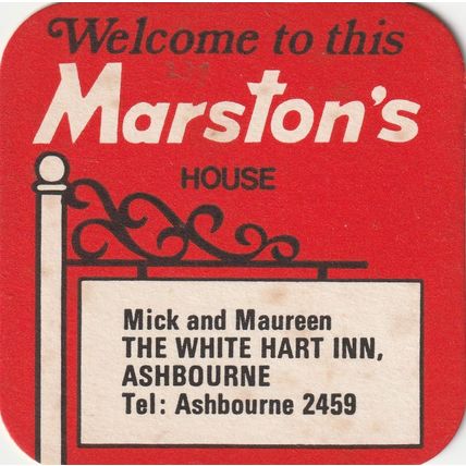 BEER MAT - MARSTONS BREWERY - THE WHITE HART INN, ASHBOURNE -(Cat No 239)-(1979)