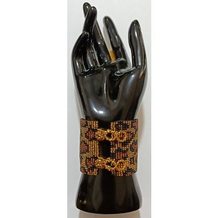 Traditional Huichol Art. Mexico Glass Seed Beads Bracelet. Animal Instinct 1