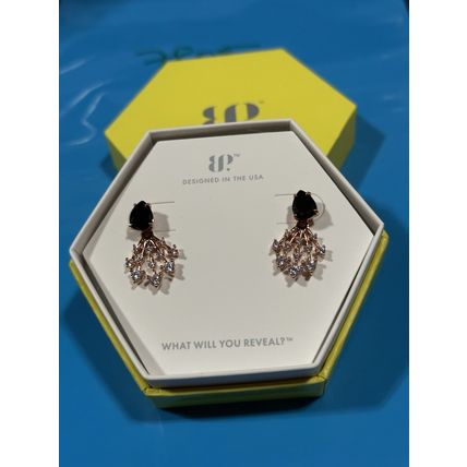 NIB Bomb Party Stud Dangle Earrings RBP5554 Firework Shimmer Blk Onyx CZ R.G.P