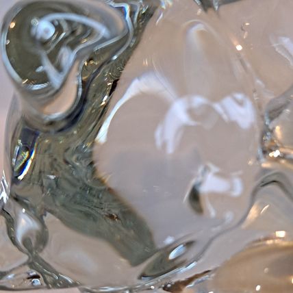 Indiana Glass Heavy 2 Clear CRYSTAL SLEEPING CAT Votive tea light Candle Holder