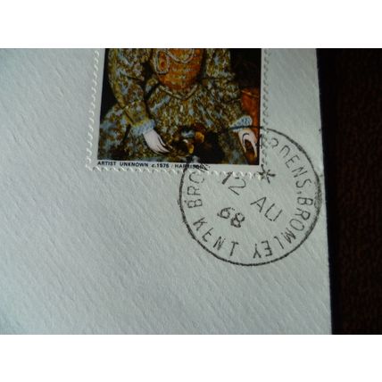 1968 GB Paintings 4d stamp Bromley Gardens Bromley Kent handstamp cancel SG771