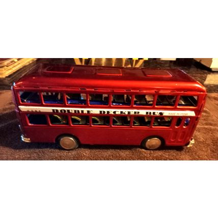Old Vintage Original friction powered Double Decker Bus MF 185 W/ Box 12" Long