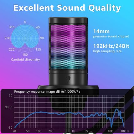 NJSJ USB Gaming Microphone for PC, Condenser Mic with Boom Arm for PS4/ PS5/ Mac