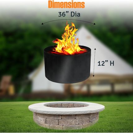 FEBTECH - Fire Rings for outside Wood Burning Fire Pits - 36" Dia X 12" H - 2Mm
