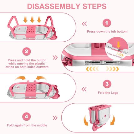 TPN Collapsible Baby Bathtub for Infants to Toddler with Real-Time Temp Monitor+