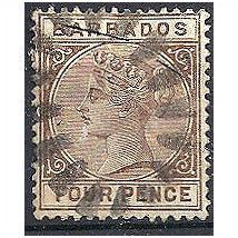 Barbados 1885 SG98 4d Pale Brown Good+ Used ..