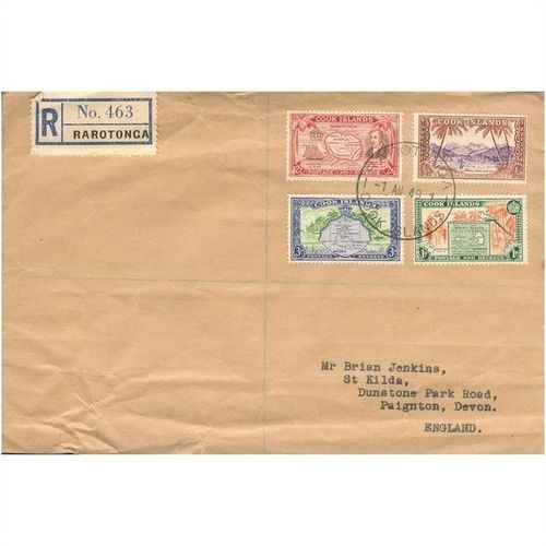 Cook Islands cover 1949 - SG 150-153 - Islands Issue