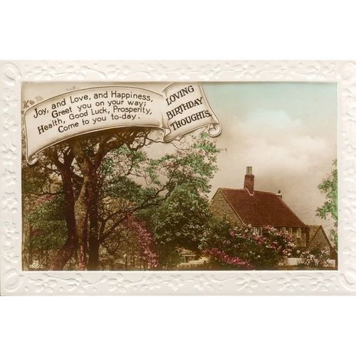 Vintage Greetings Card - Loving Birthday Thoughts & Verse