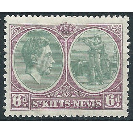 St Kitts-Nevis 1938 SG74 6d Green & Bright Purple Mounted Mint ....