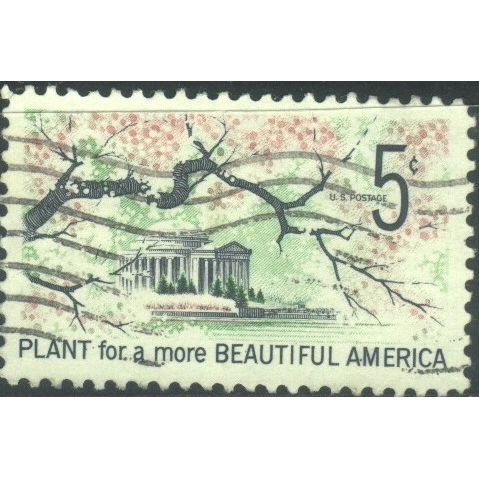 USA 1966 - SG1298 - 5c bla/green/pink - Jefferson War Memorial Washington - used