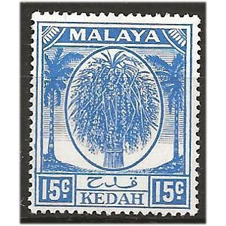 Kedah 1950 SG83 15c Ultramarine Mounted Mint . .. .