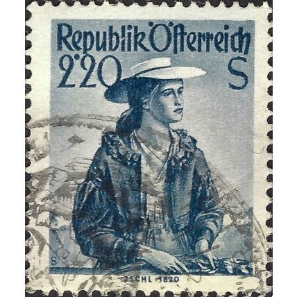 AUSTRIA, 19th C costumes, Salzkammergut, Ischl 1820, blue-grey 1958, 2.20s, #4
