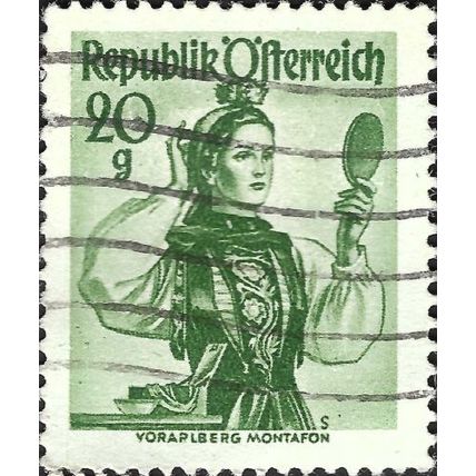 AUSTRIA, 19th C costumes, Vorarlberg, Montafon, green 1958, 20gr, #5