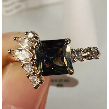 NIB Ring Bomb Party Sz8 RBP6180 On The Fringe LC Rainbow Topaz Rose Gold Pl